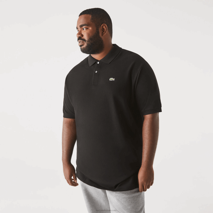 homens Lacoste preto 031 polo petit piquet de algodão - plus size - grande 08D0170