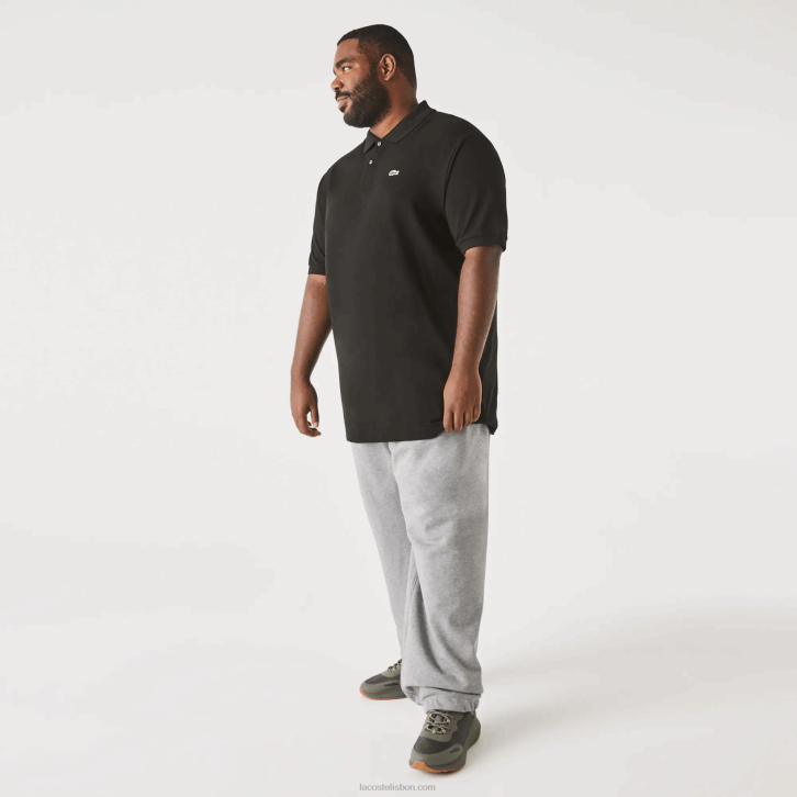 homens Lacoste preto 031 polo petit piquet de algodão - plus size - grande 08D0170