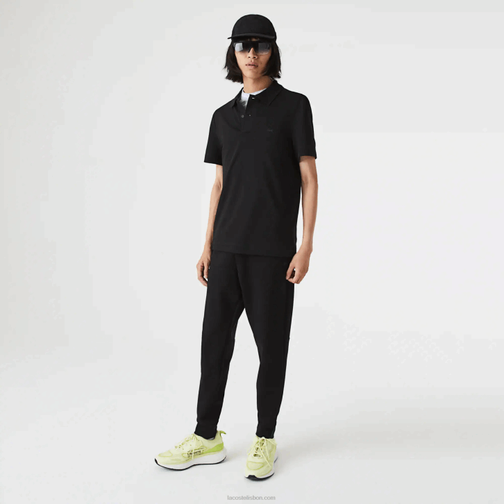 homens Lacoste preto 031 polo piquê de algodão orgânico stretch slim fit 08D0598