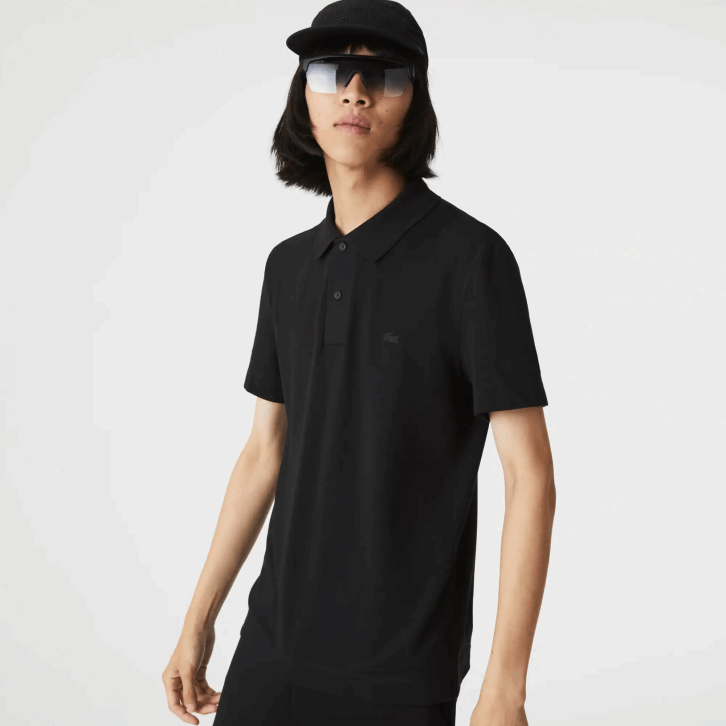 homens Lacoste preto 031 polo piquê de algodão orgânico stretch slim fit 08D0598