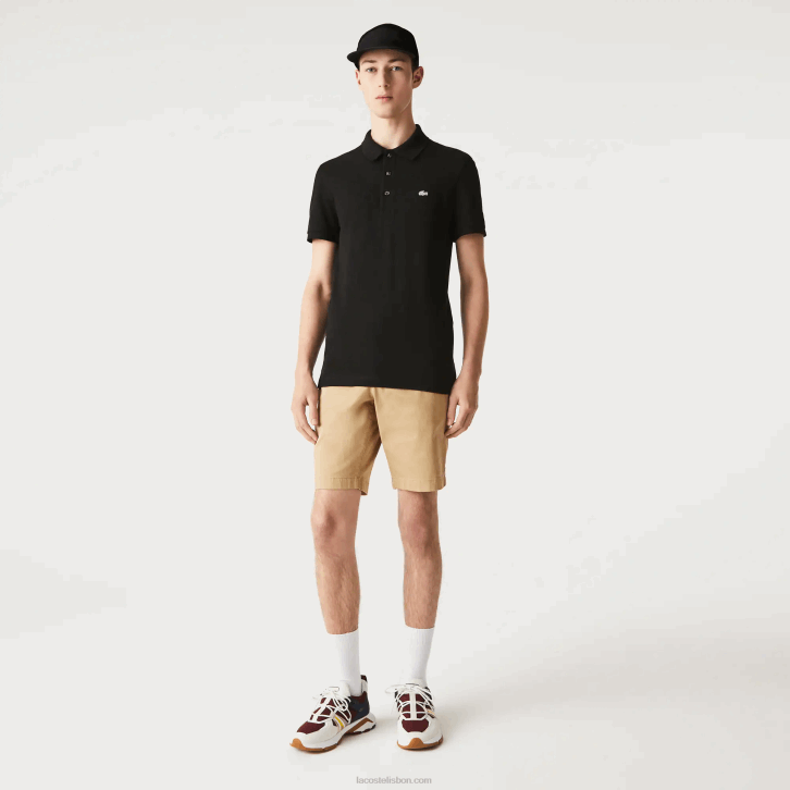 homens Lacoste preto 031 polo slim fit petit pique stretch 08D0565