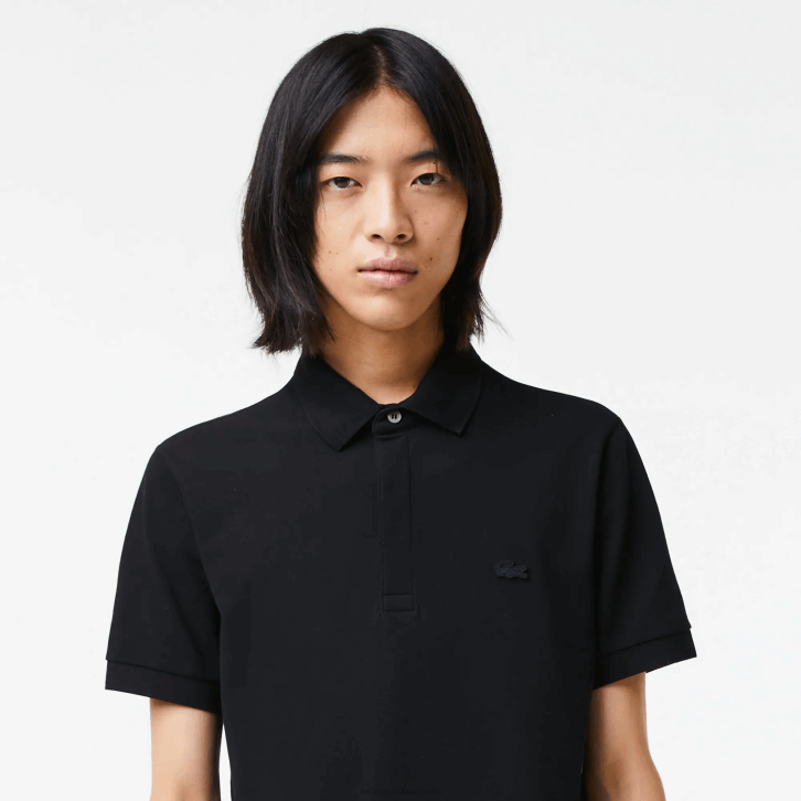 homens Lacoste preto 031 polo smart paris em piquê de algodão elástico 08D081