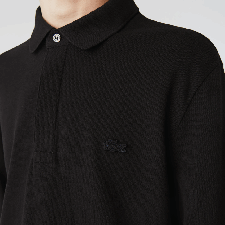 homens Lacoste preto 031 polo smart paris manga longa em piquê de algodão elástico 08D0667