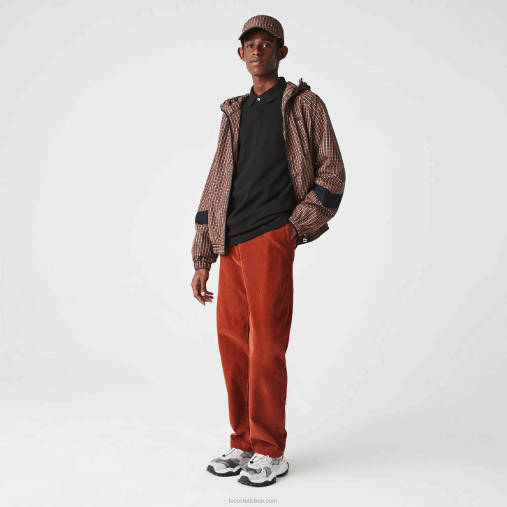 homens Lacoste preto 031 polo smart paris manga longa em piquê de algodão elástico 08D0667