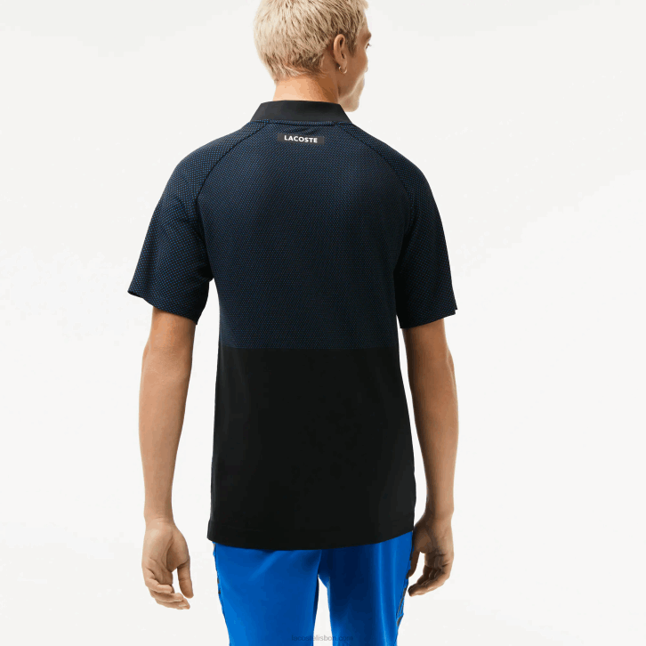 homens Lacoste preto azul 985 polo de tênis esportivo slim fit sem costura 08D0770