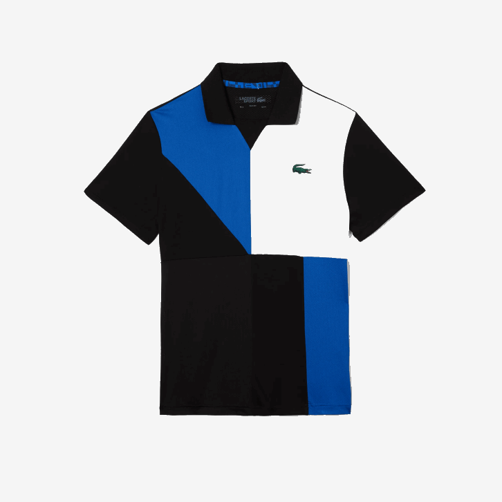 homens Lacoste preto azul branco 7ke pólo de tênis esportivo ultra-dry piquê 08D0786