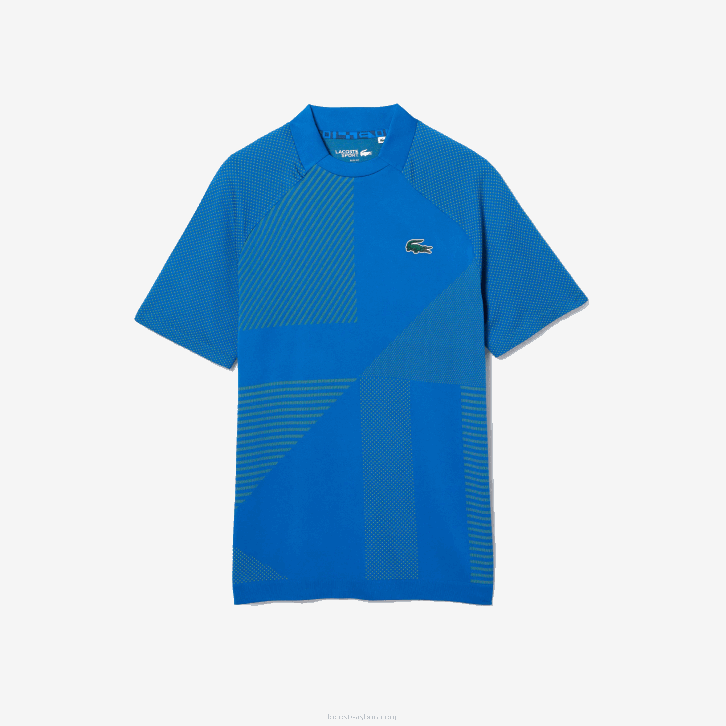 homens Lacoste pth amarelo azul polo de tênis esportivo slim fit sem costura 08D0771