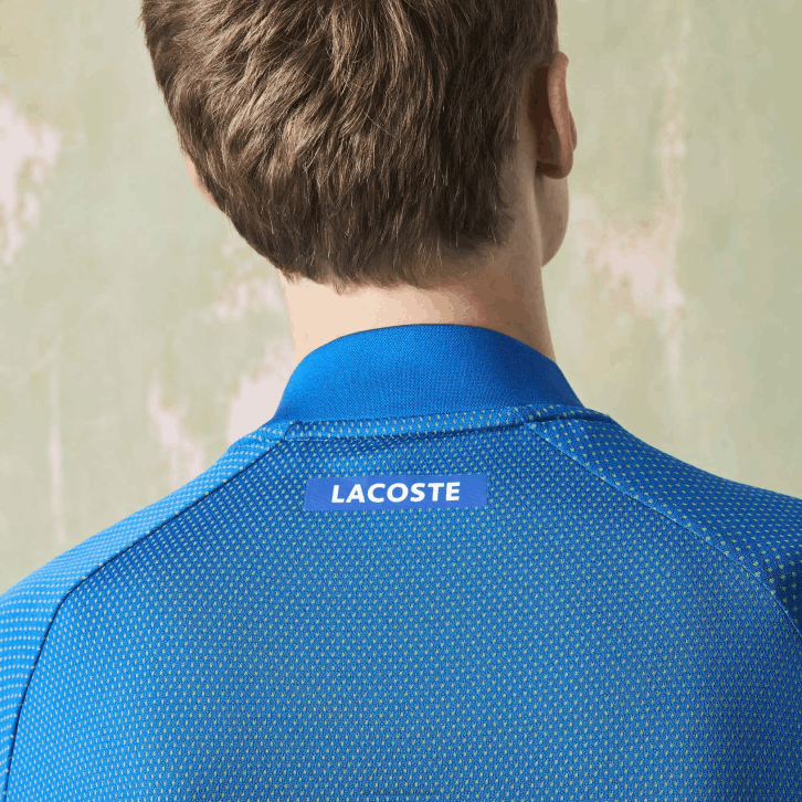 homens Lacoste pth amarelo azul polo de tênis esportivo slim fit sem costura 08D0771