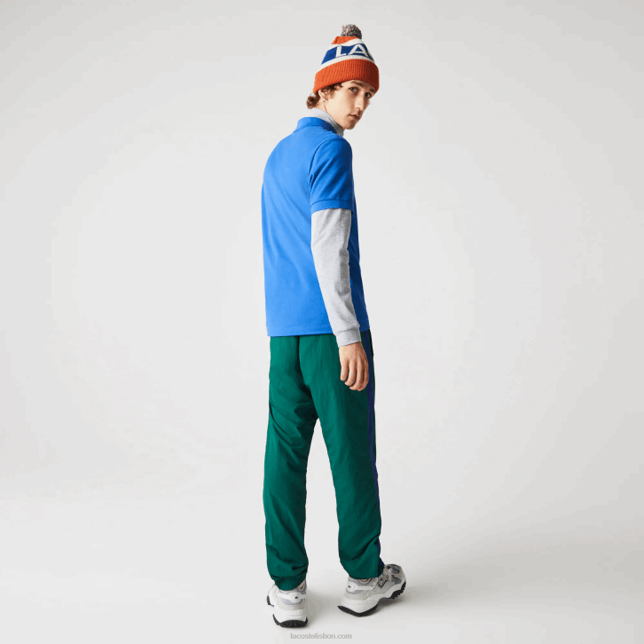 homens Lacoste qpt azul camisa pólo regular fit crocodilos de algodão orgânico 08D0844