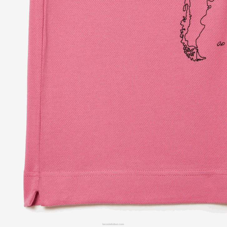 homens Lacoste rosa 2r3 polo de algodão orgânico estampado l.12.12 original 08D0113