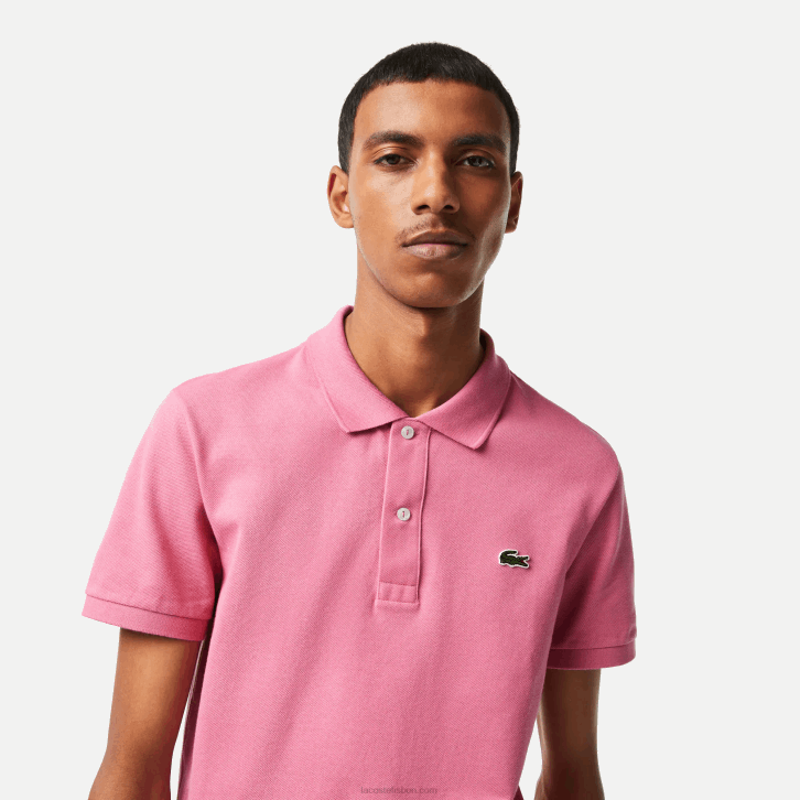 homens Lacoste rosa 2r3 polo slim fit L.12.12 original 08D0190