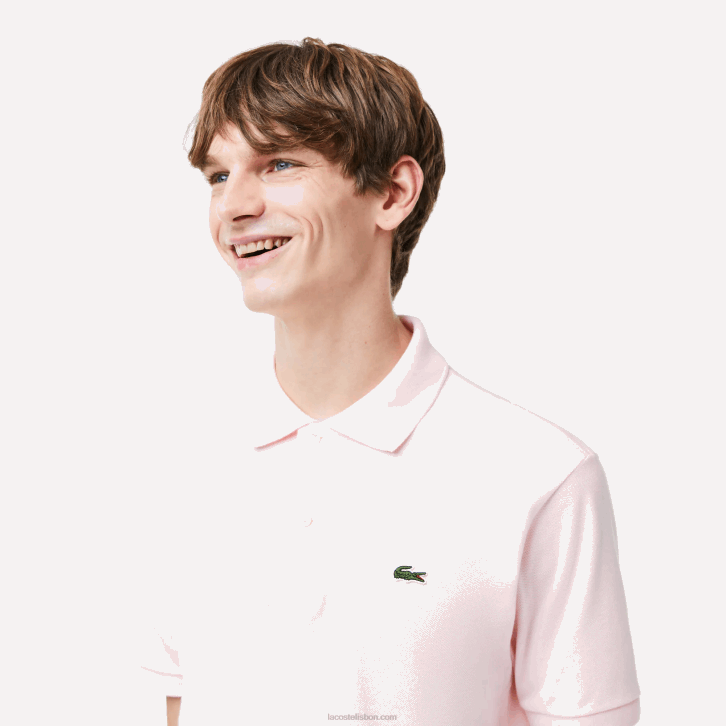 homens Lacoste rosa claro t03 polo l.12.12 original 08D0703