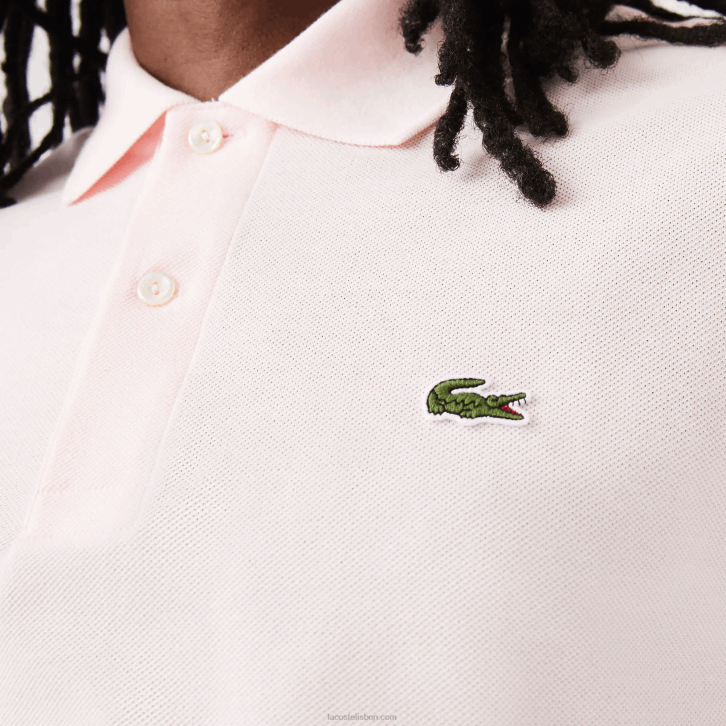 homens Lacoste rosa claro t03 polo l.12.12 original 08D0703