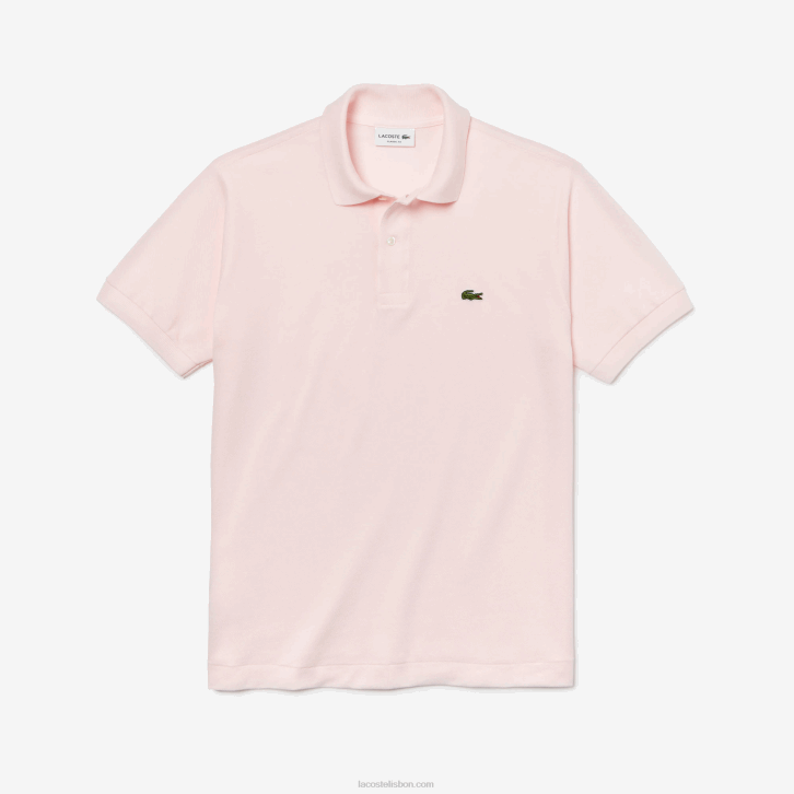 homens Lacoste rosa claro t03 polo l.12.12 original 08D0703