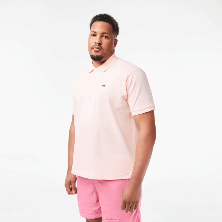 homens Lacoste rosa claro t03 polo l.12.12 original 08D0703