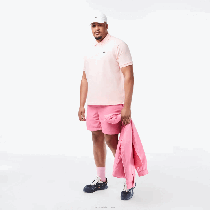 homens Lacoste rosa claro t03 polo l.12.12 original 08D0703