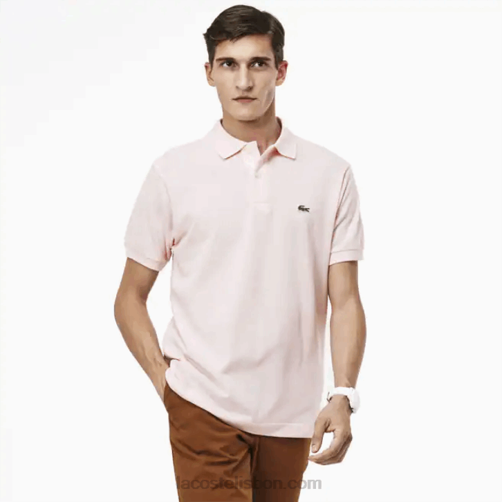 homens Lacoste rosa claro t03 polo l.12.12 original 08D0703