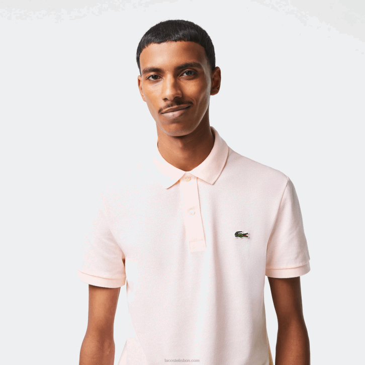 homens Lacoste rosa claro t03 polo slim fit L.12.12 original 08D0740