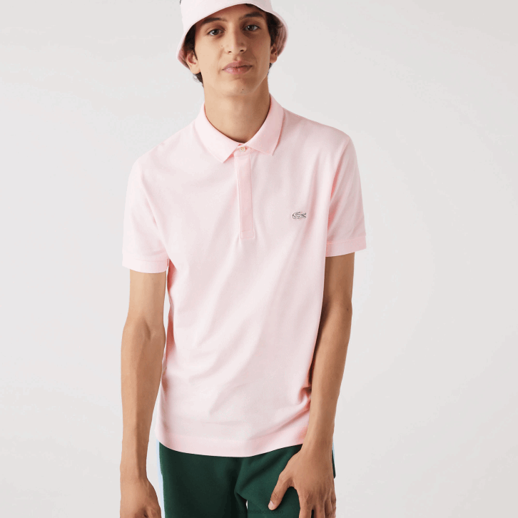 homens Lacoste rosa claro t03 polo smart paris em piquê de algodão elástico 08D0835