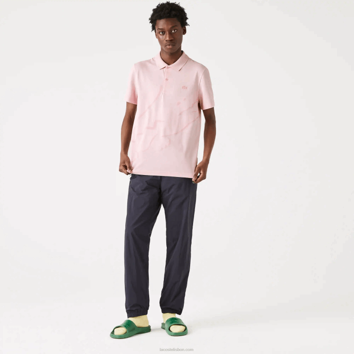homens Lacoste rosa hcq polo de algodão orgânico elástico de ajuste regular 08D0932