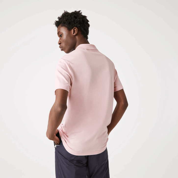 homens Lacoste rosa hcq polo de algodão orgânico elástico de ajuste regular 08D0932