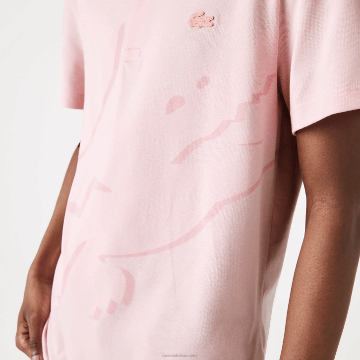 homens Lacoste rosa hcq polo de algodão orgânico elástico de ajuste regular 08D0932