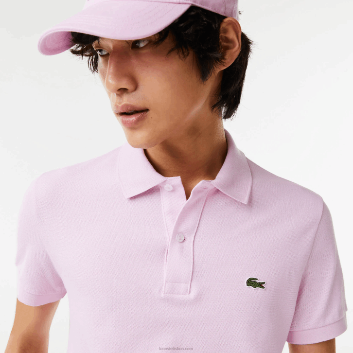 homens Lacoste rosa z4h polo slim fit L.12.12 original 08D0889