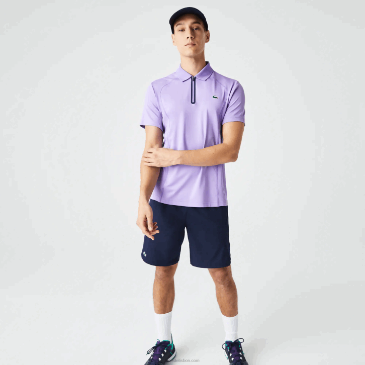 homens Lacoste roxo azul marinho 6gp polo de tênis esportivo ultra-dry termorregulador 08D0869