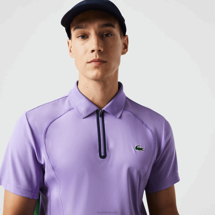 homens Lacoste roxo azul marinho 6gp polo de tênis esportivo ultra-dry termorregulador 08D0869