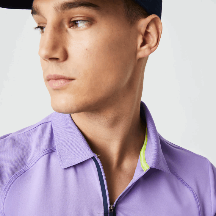 homens Lacoste roxo azul marinho 6gp polo de tênis esportivo ultra-dry termorregulador 08D0869