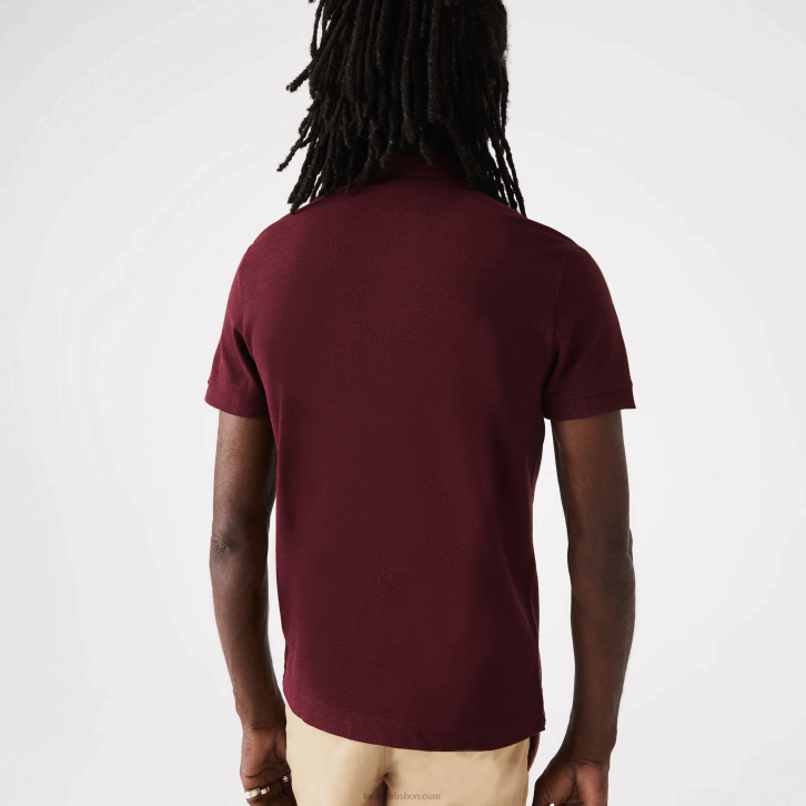 homens Lacoste sxl bordeaux polo smart paris em piquê de algodão elástico 08D0764
