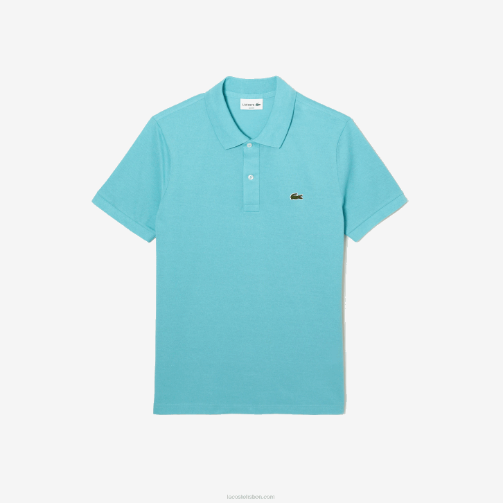 homens Lacoste turquesa bvg polo slim fit L.12.12 original 08D0201