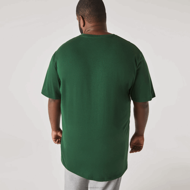 homens Lacoste verde 132 camisa polo de algodão com decote em v canelado regular fit (tamanho grande) 08D0823