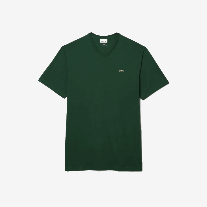 homens Lacoste verde 132 camisa polo de algodão com decote em v canelado regular fit (tamanho grande) 08D0823