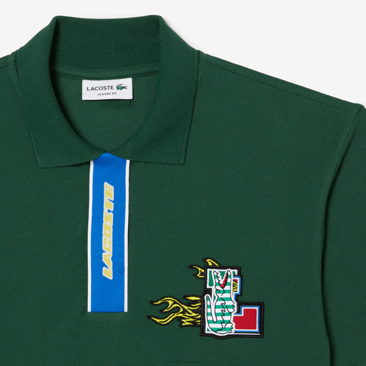 homens Lacoste verde 132 carcela contrastante e polo distintivo de crocodilo 08D0634