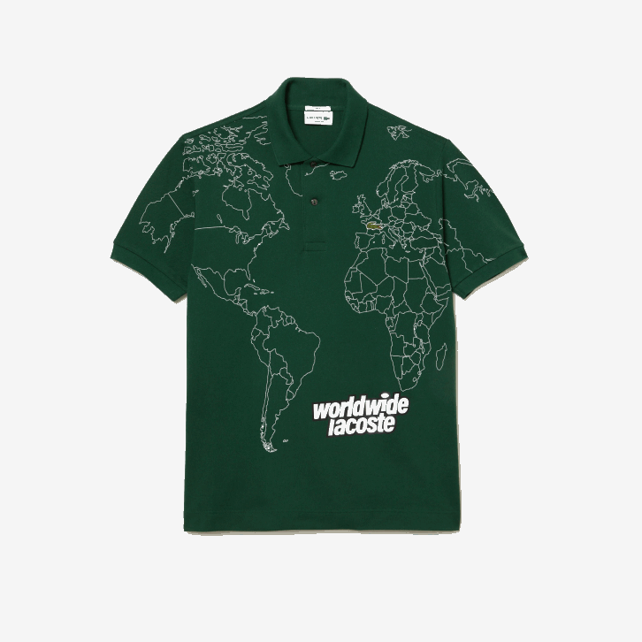 homens Lacoste verde 132 polo de algodão orgânico estampado l.12.12 original 08D034