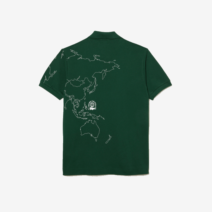 homens Lacoste verde 132 polo de algodão orgânico estampado l.12.12 original 08D034