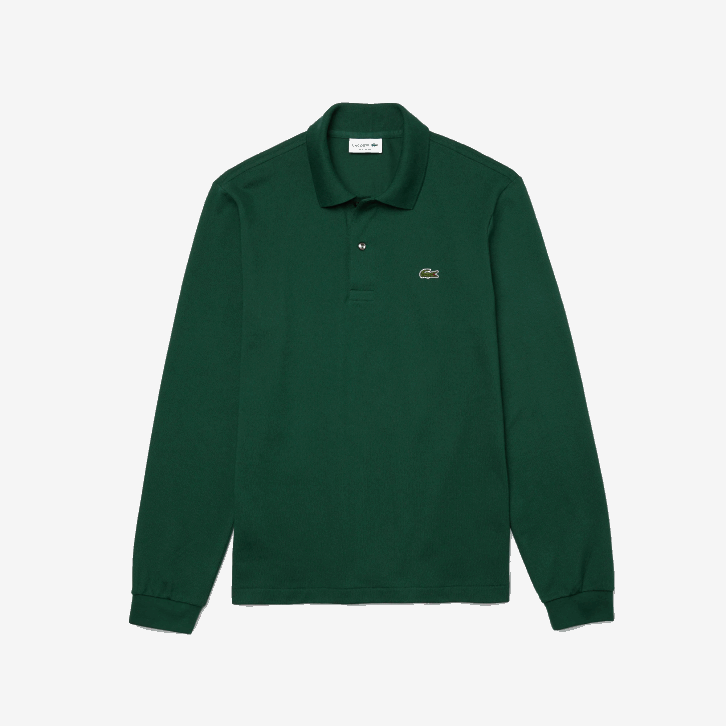 homens Lacoste verde 132 polo manga longa L.12.12 original 08D0746