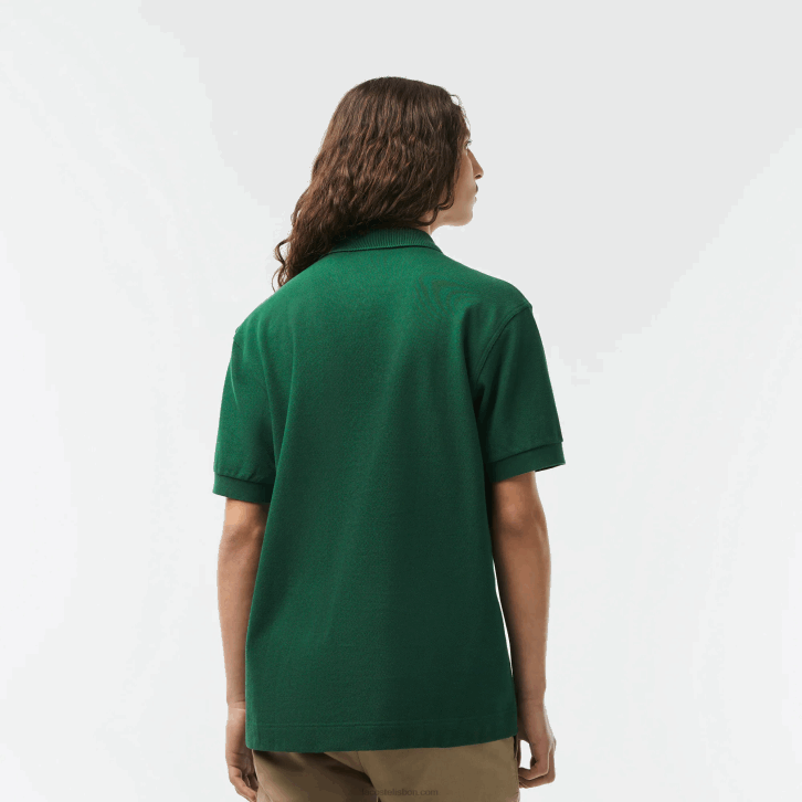homens Lacoste verde 132 polo original l.12.12 com piquê de algodão pesado 08D0252