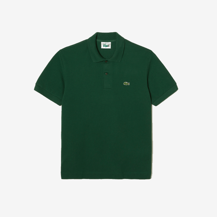 homens Lacoste verde 132 polo original l.12.12 com piquê de algodão pesado 08D0252