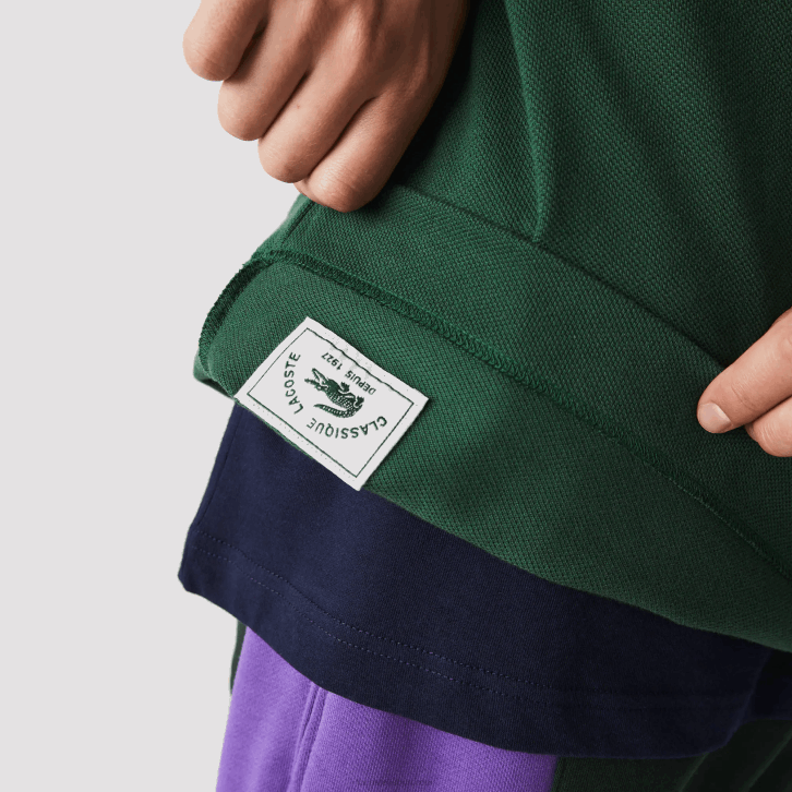 homens Lacoste verde 132 polo original l.12.12 com piquê de algodão pesado 08D0252