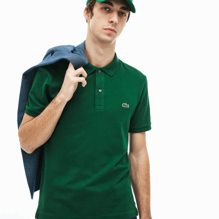 homens Lacoste verde 132 polo slim fit L.12.12 original 08D0730