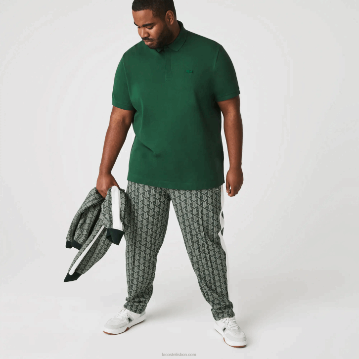 homens Lacoste verde 132 polo smart paris em piquê de algodão elástico 08D0658