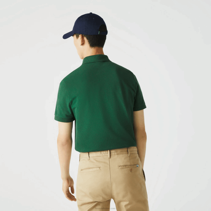 homens Lacoste verde 132 polo smart paris em piquê de algodão elástico 08D0658