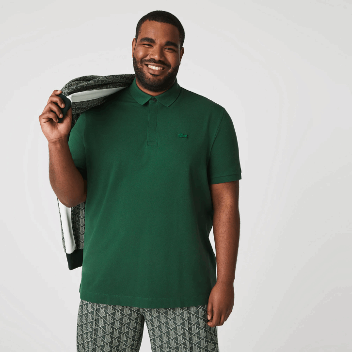 homens Lacoste verde 132 polo smart paris em piquê de algodão elástico 08D0658