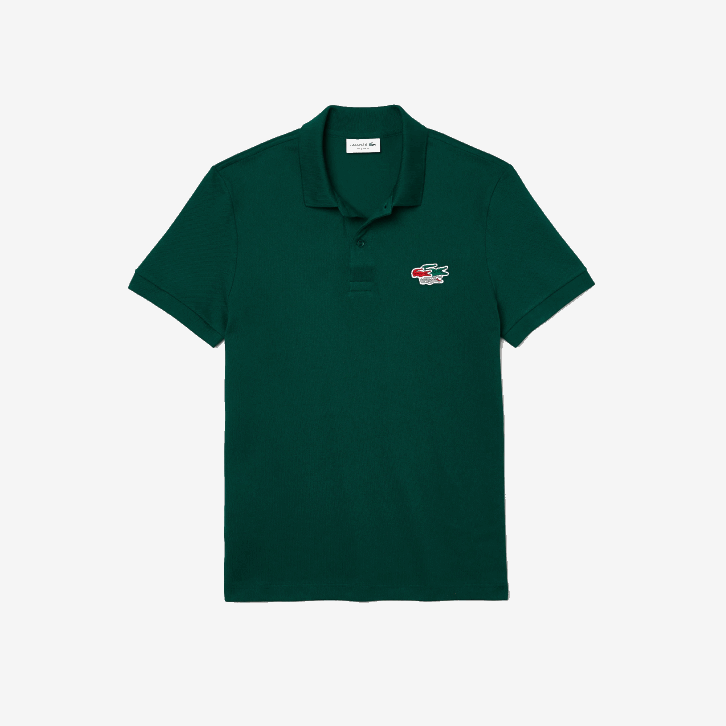homens Lacoste verde 3m2 camisa pólo regular fit crocodilos de algodão orgânico 08D0843