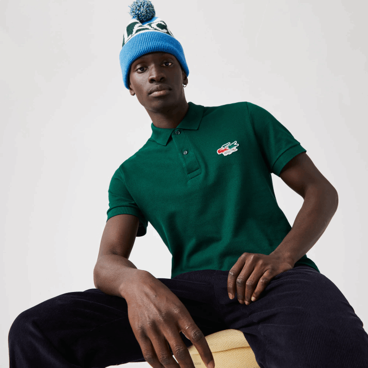 homens Lacoste verde 3m2 camisa pólo regular fit crocodilos de algodão orgânico 08D0843
