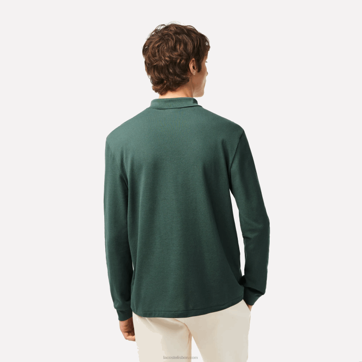 homens Lacoste verde 5hx polo manga longa L.12.12 original 08D01301