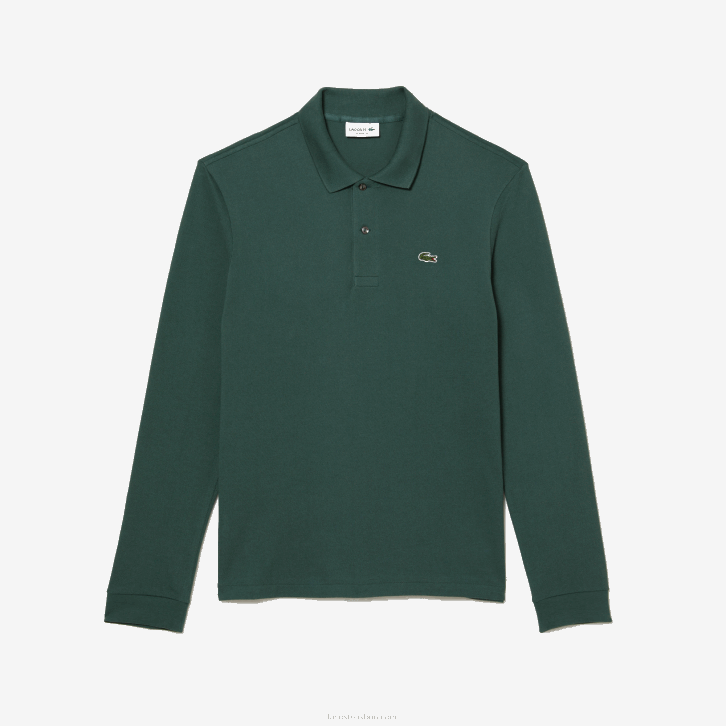homens Lacoste verde 5hx polo manga longa L.12.12 original 08D01301