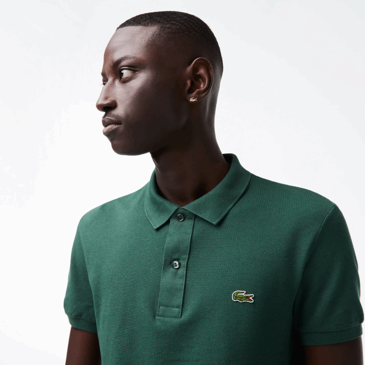 homens Lacoste verde 5hx polo slim fit L.12.12 original 08D0834